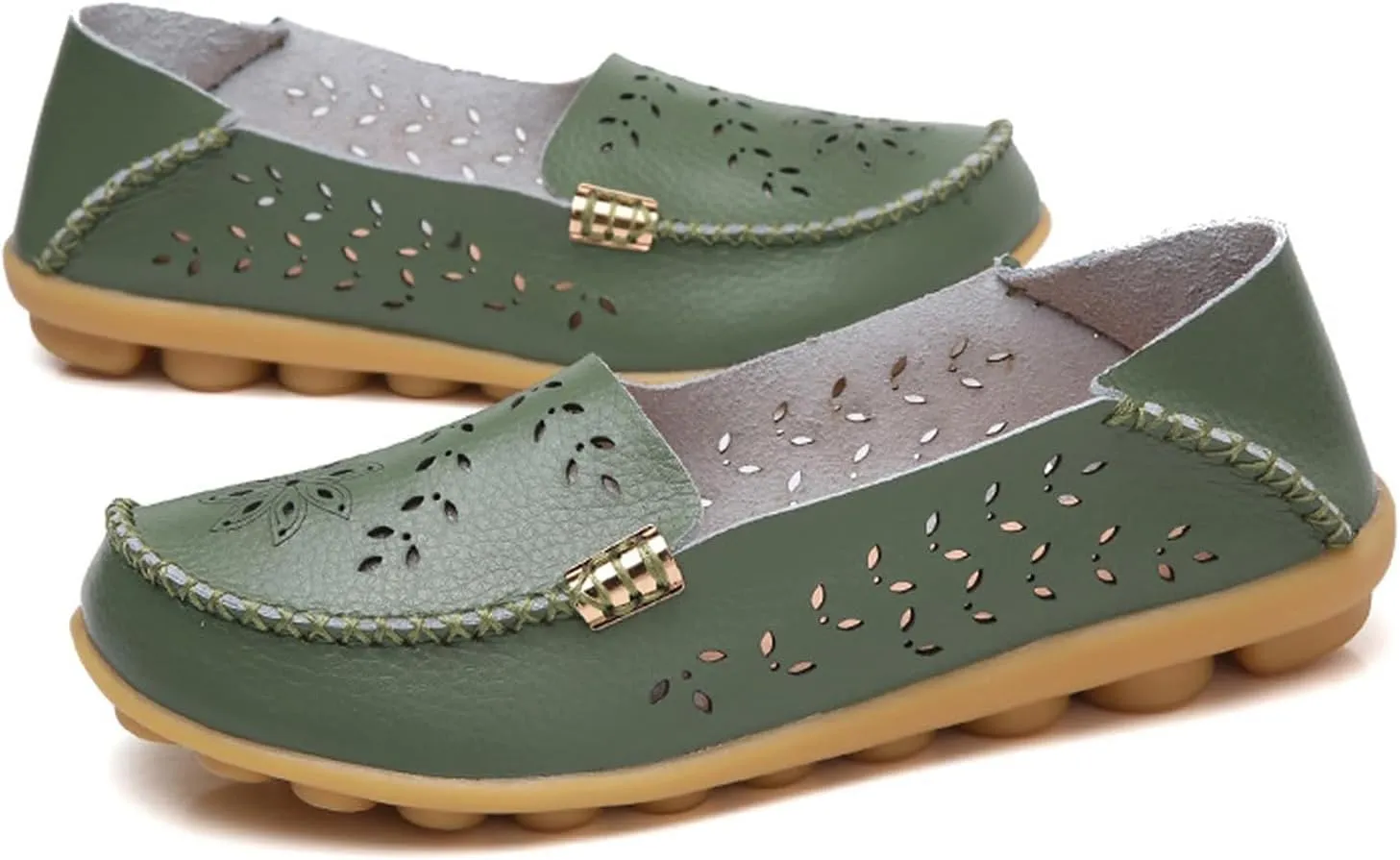 Womens Boat Shoes Comfort Walking Cute Flat Loafer Hollow Flowers Breathable Sandals, Summer Casual Closed Toe Flat Sandals Comfortable Slip On Boat Shoe All Day Comfort
