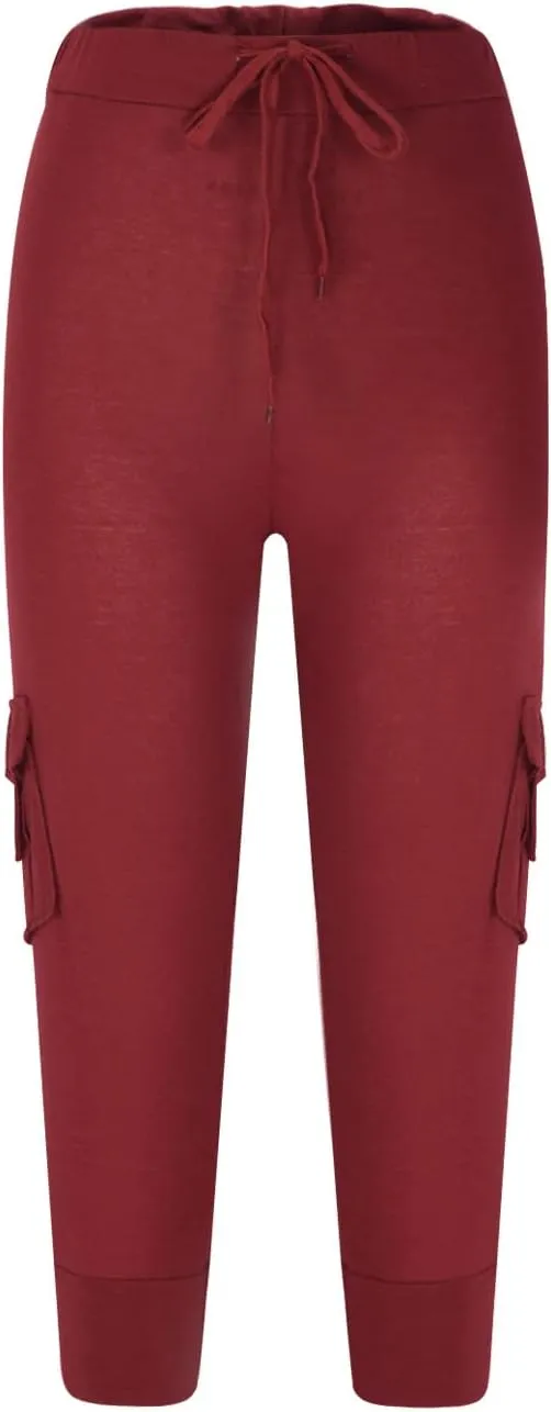 Women's Capri Pants Summer Lightweight Outdoor Hiking Stretchy Capris with Drawstring Cargo Pockets Yoga Cropped Pant