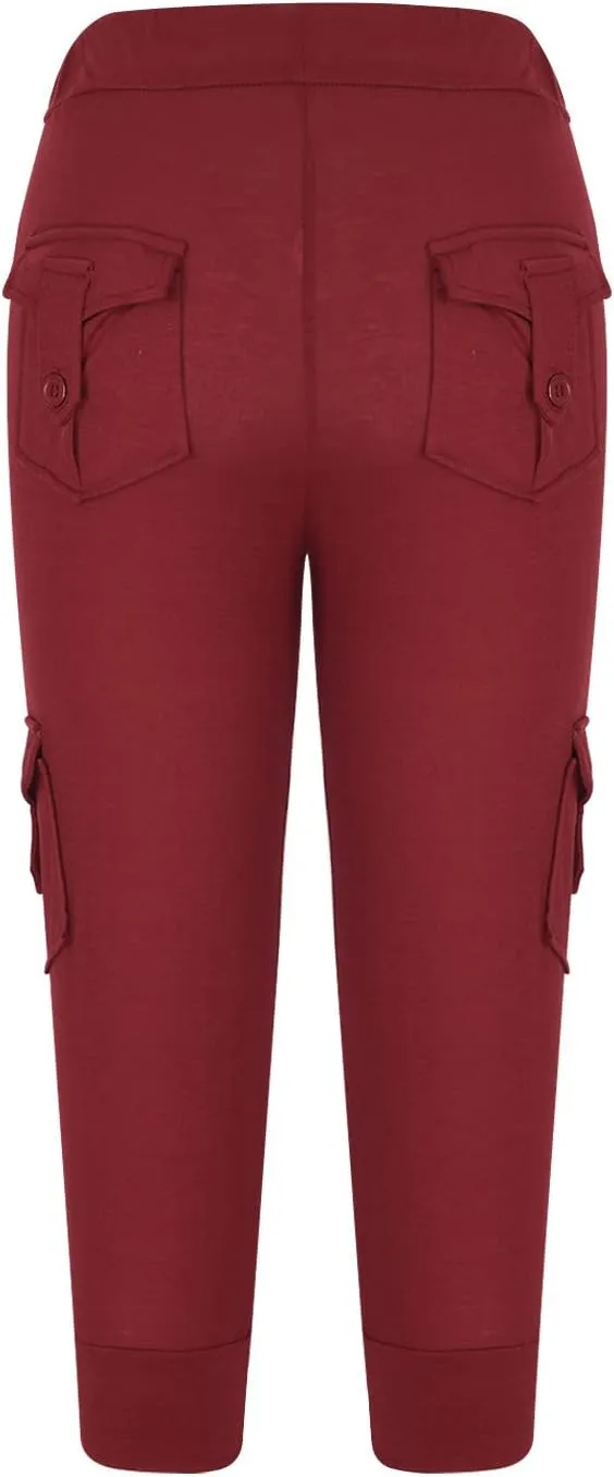 Women's Capri Pants Summer Lightweight Outdoor Hiking Stretchy Capris with Drawstring Cargo Pockets Yoga Cropped Pant