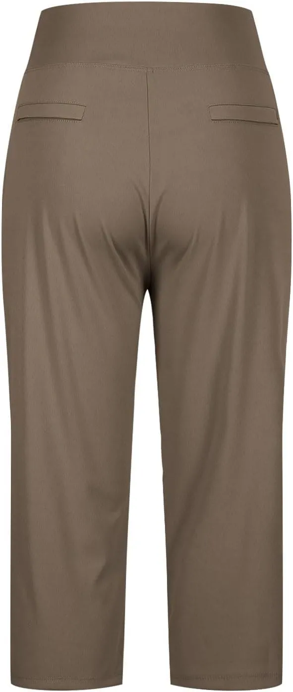 Women's Capris, High Waisted Summer Pants Straight Leg Stretchy Dressy Casual Golf Slacks with Pockets
