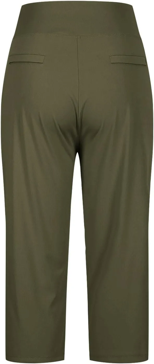 Women's Capris, High Waisted Summer Pants Straight Leg Stretchy Dressy Casual Golf Slacks with Pockets