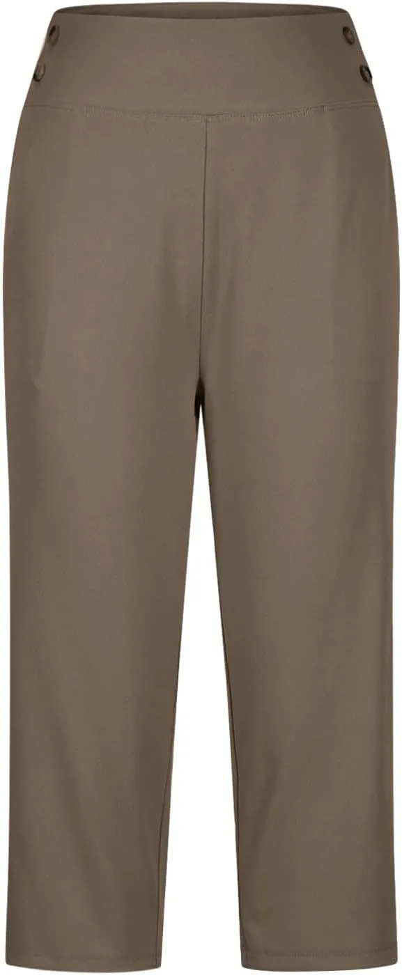 Women's Capris, High Waisted Summer Pants Straight Leg Stretchy Dressy Casual Golf Slacks with Pockets