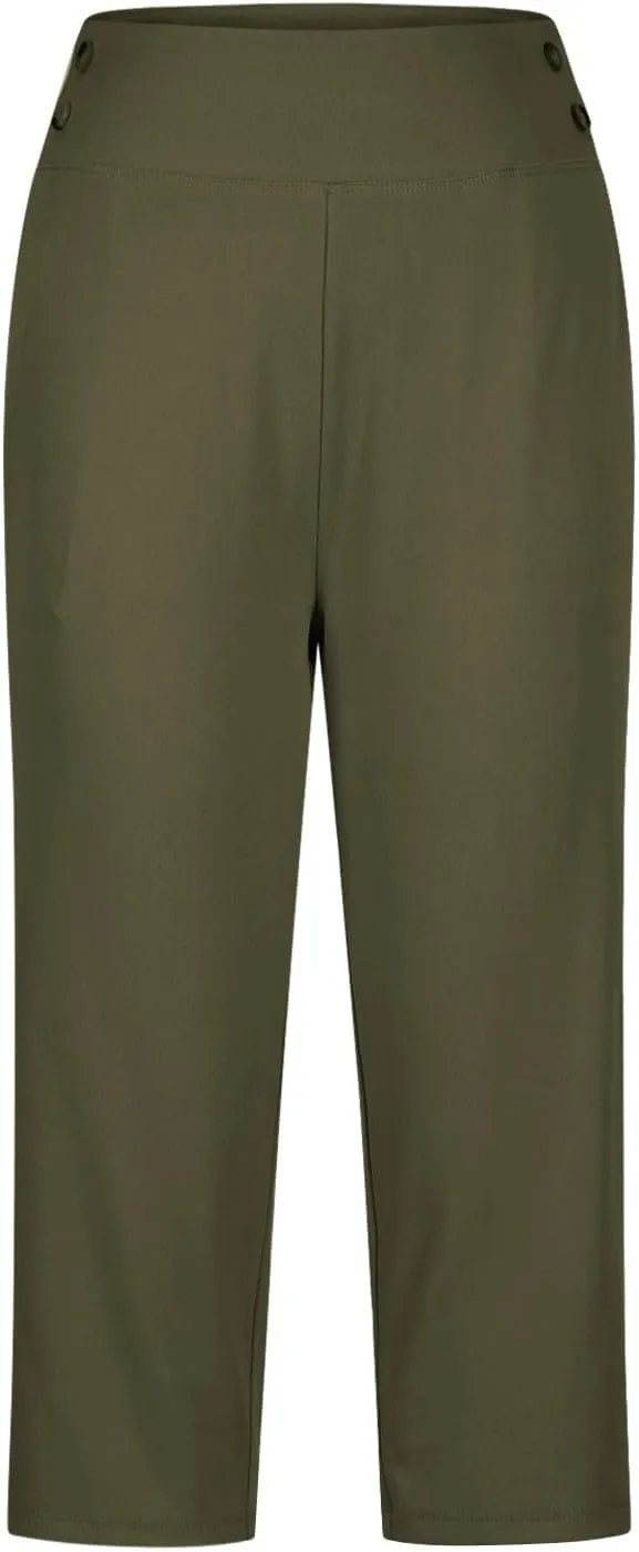Women's Capris, High Waisted Summer Pants Straight Leg Stretchy Dressy Casual Golf Slacks with Pockets