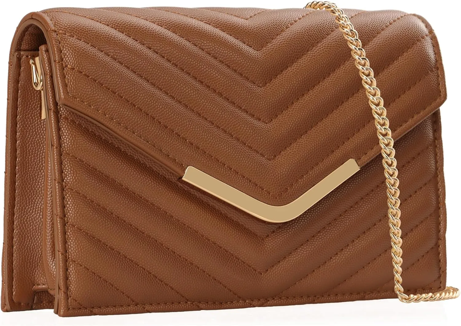 Women's Crossbody Bag - Vegan Leather Quilted Shoulder Purse,Detachable Chain Strap&Multi-Pockets for Everyday Use