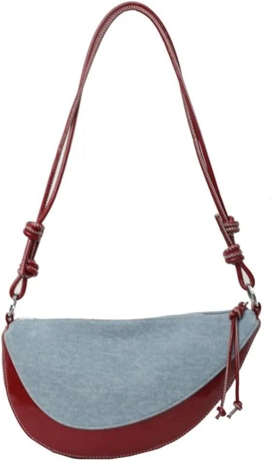 Womens Dumpling Shoulder Tote Bag Y2K Crossbody Purses PU Leather Splicing Handbags Small Top Handle Satchel