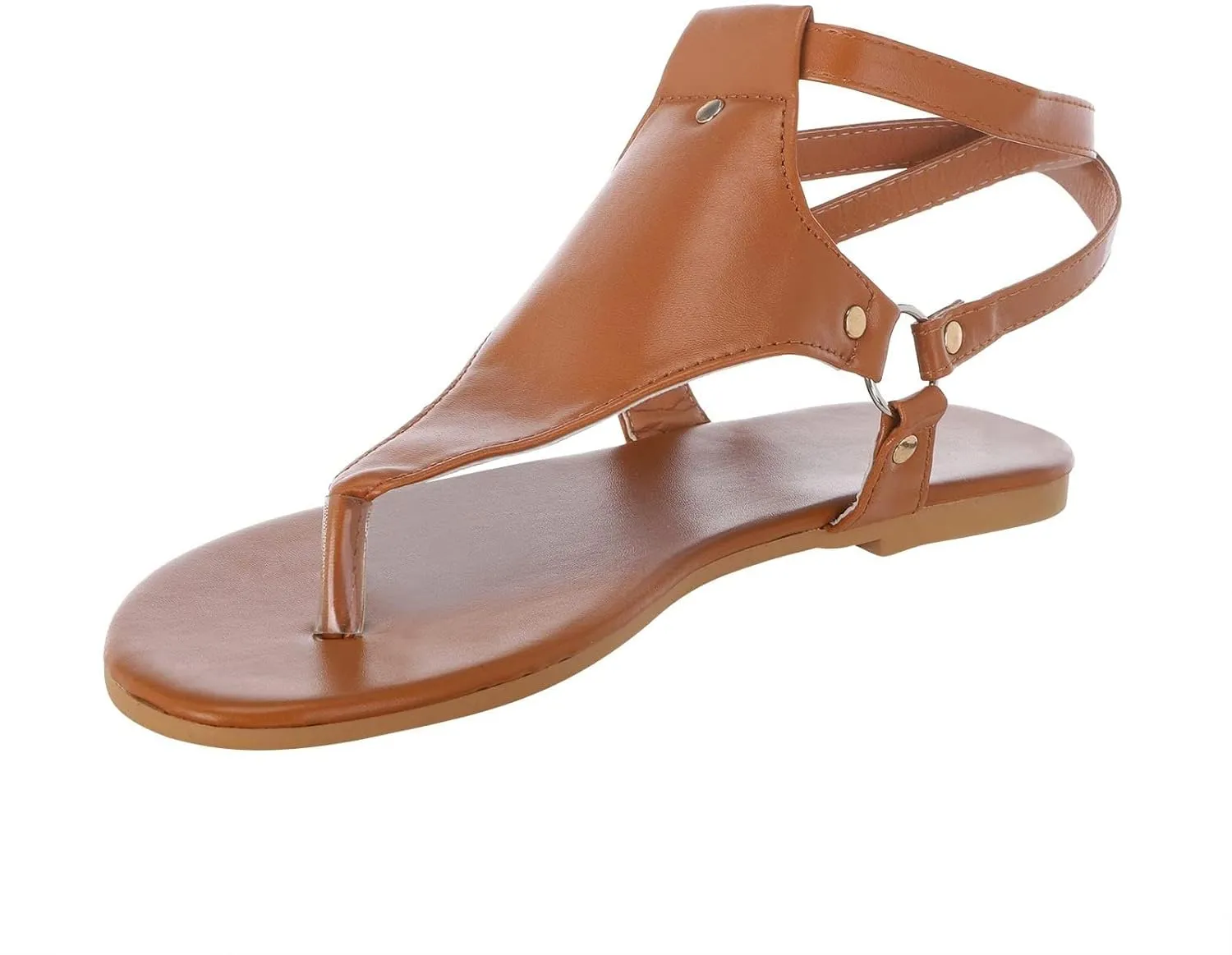 Women's Elastic Strappy Thong Ankle Strap Summer Gladiator Sandals T-Strap Walking Thong Sandals for Women, Beach Flat Walking Shoes Comfortable Slip on Dress Shoes