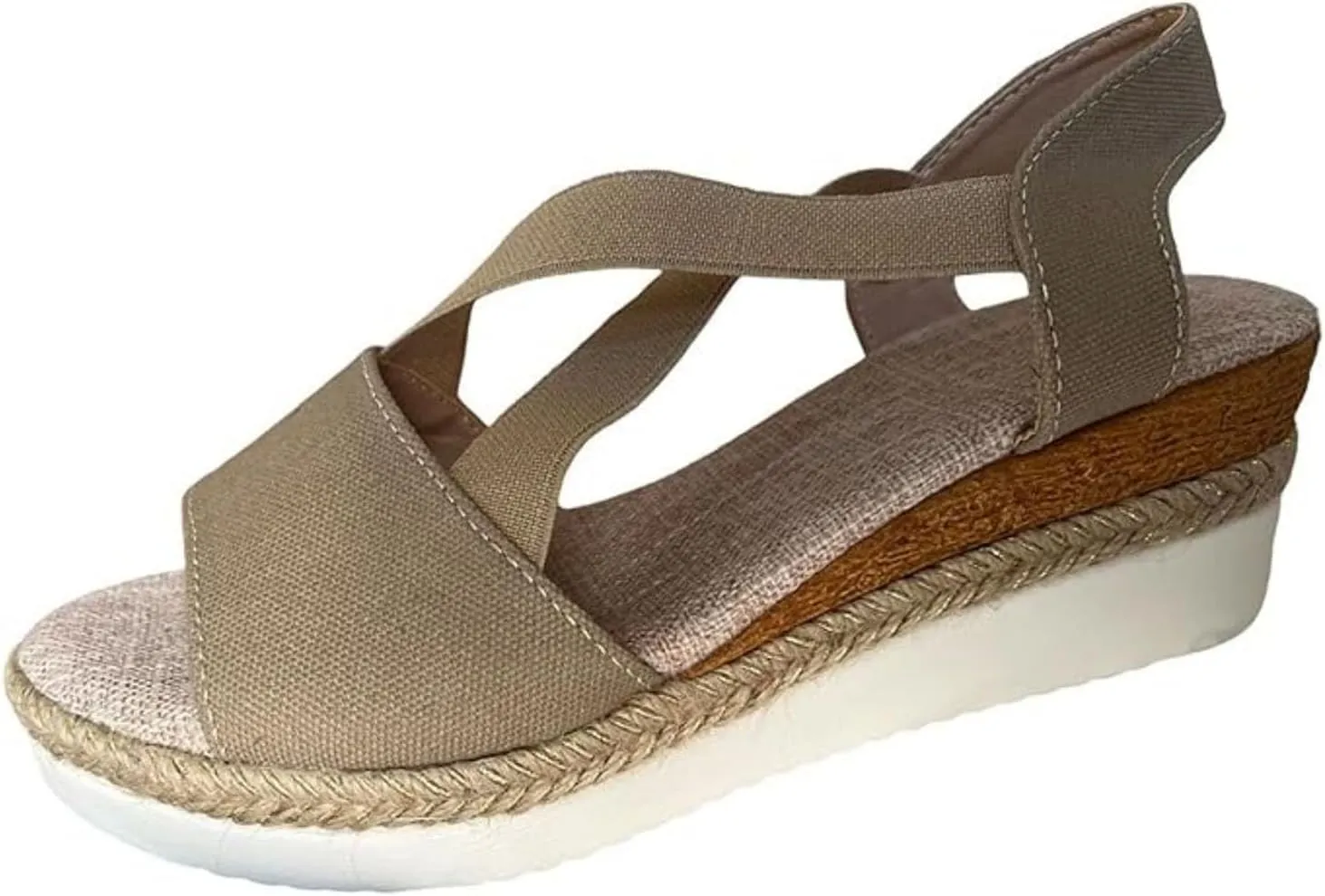 Womens Espadrilles Platform Wedge Sandals Dressy Open Toe Ankle Strap Flat Sandals Summer Casual Slip On Boho Comfortable Beach Outdoor Shoes
