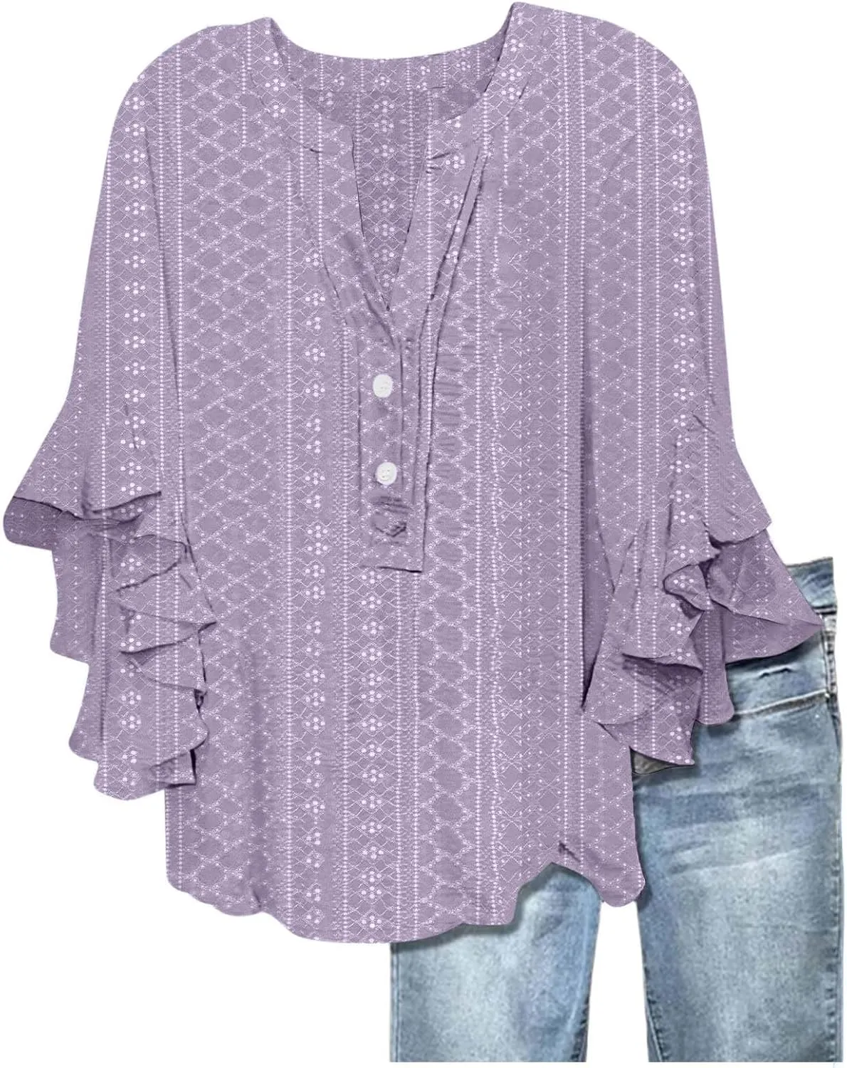 Women's Eyelet Poncho Tops Half Sleeve Tops Trendy Casual Lightweight Flowy Shirt Ruffles Hem Dressy Elegant Blouse