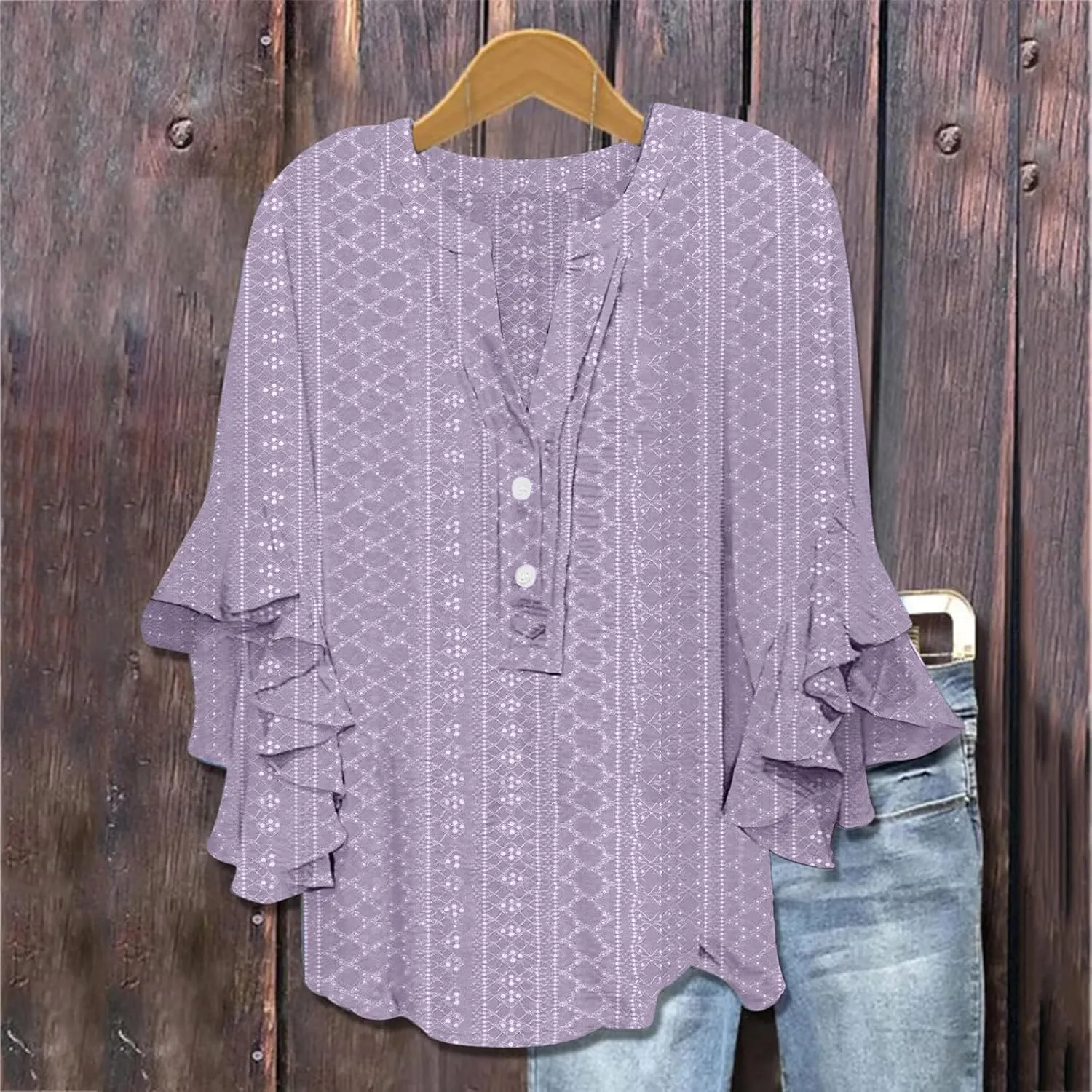 Women's Eyelet Poncho Tops Half Sleeve Tops Trendy Casual Lightweight Flowy Shirt Ruffles Hem Dressy Elegant Blouse
