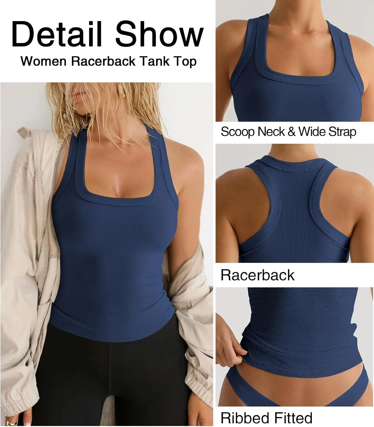 Womens Halter Racerback Tank Tops Ribbed Fitted Workout Tank for Woman Summer Athletic Sport Yoga Sleeveless Shirts Clothes