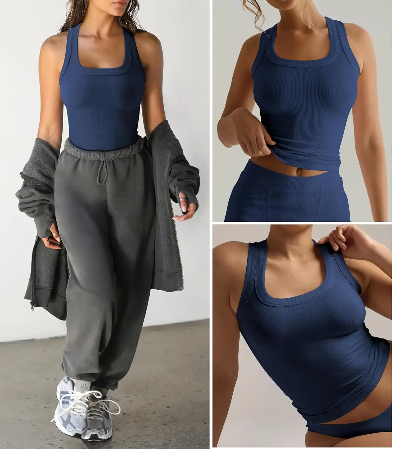 Womens Halter Racerback Tank Tops Ribbed Fitted Workout Tank for Woman Summer Athletic Sport Yoga Sleeveless Shirts Clothes