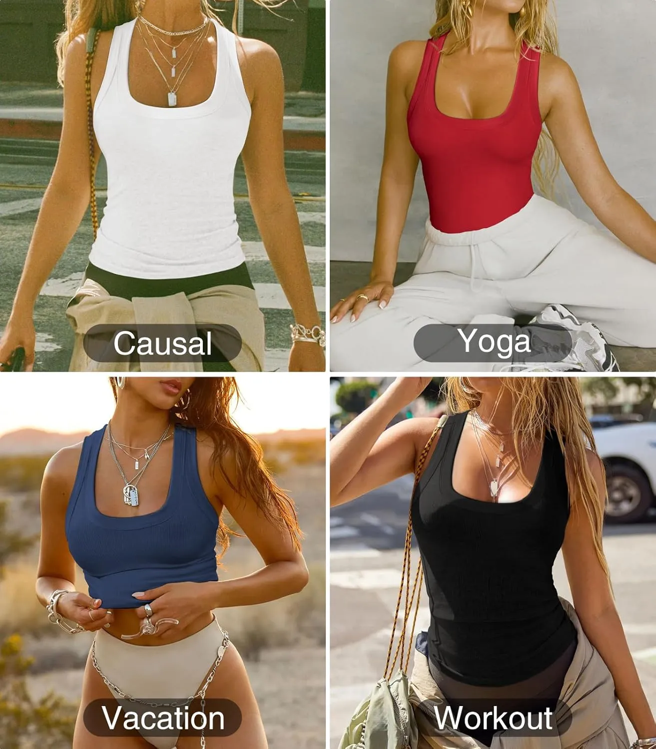 Womens Halter Racerback Tank Tops Ribbed Fitted Workout Tank for Woman Summer Athletic Sport Yoga Sleeveless Shirts Clothes