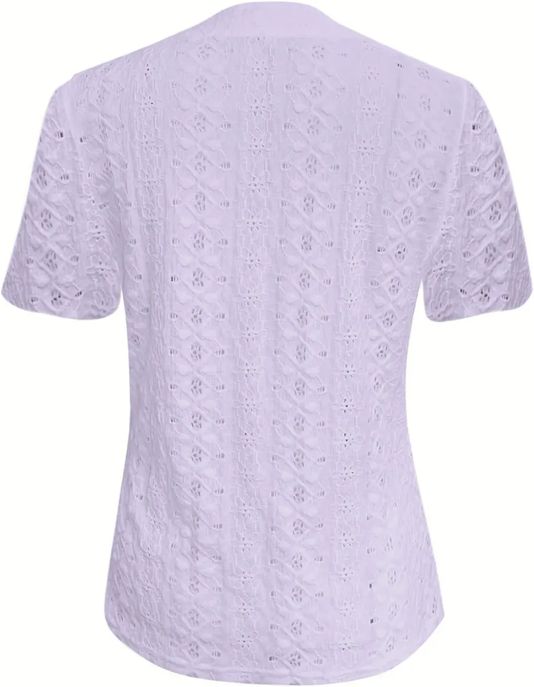 Womens Knitted Crochet Lightweight Summer Tops Short Sleeve Buttton Downs Shirts V Neck Blouse Tunic