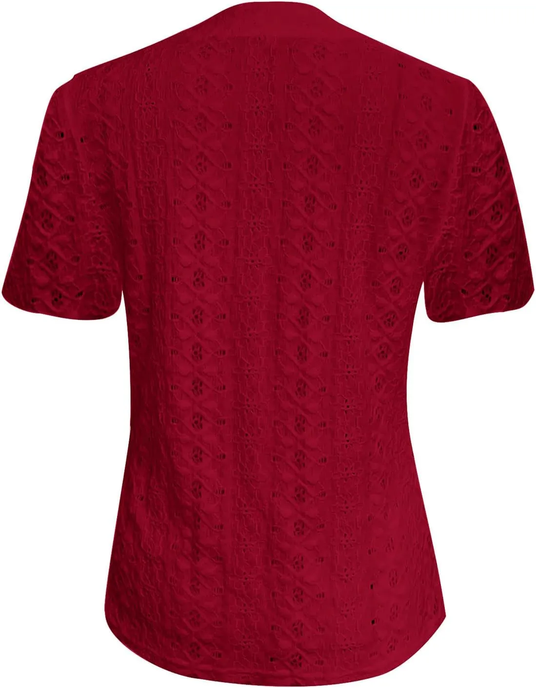 Womens Knitted Crochet Lightweight Summer Tops Short Sleeve Buttton Downs Shirts V Neck Blouse Tunic