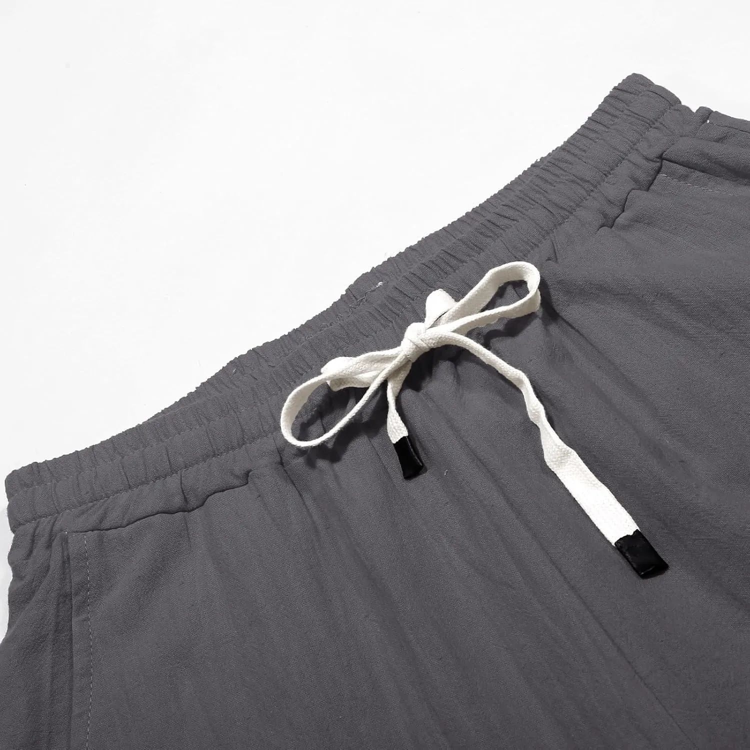 Womens Linen Pants Color Cotton Elastic Long Pants Beach Leisure Trousers Summer Vacation High Waist Wide Leg