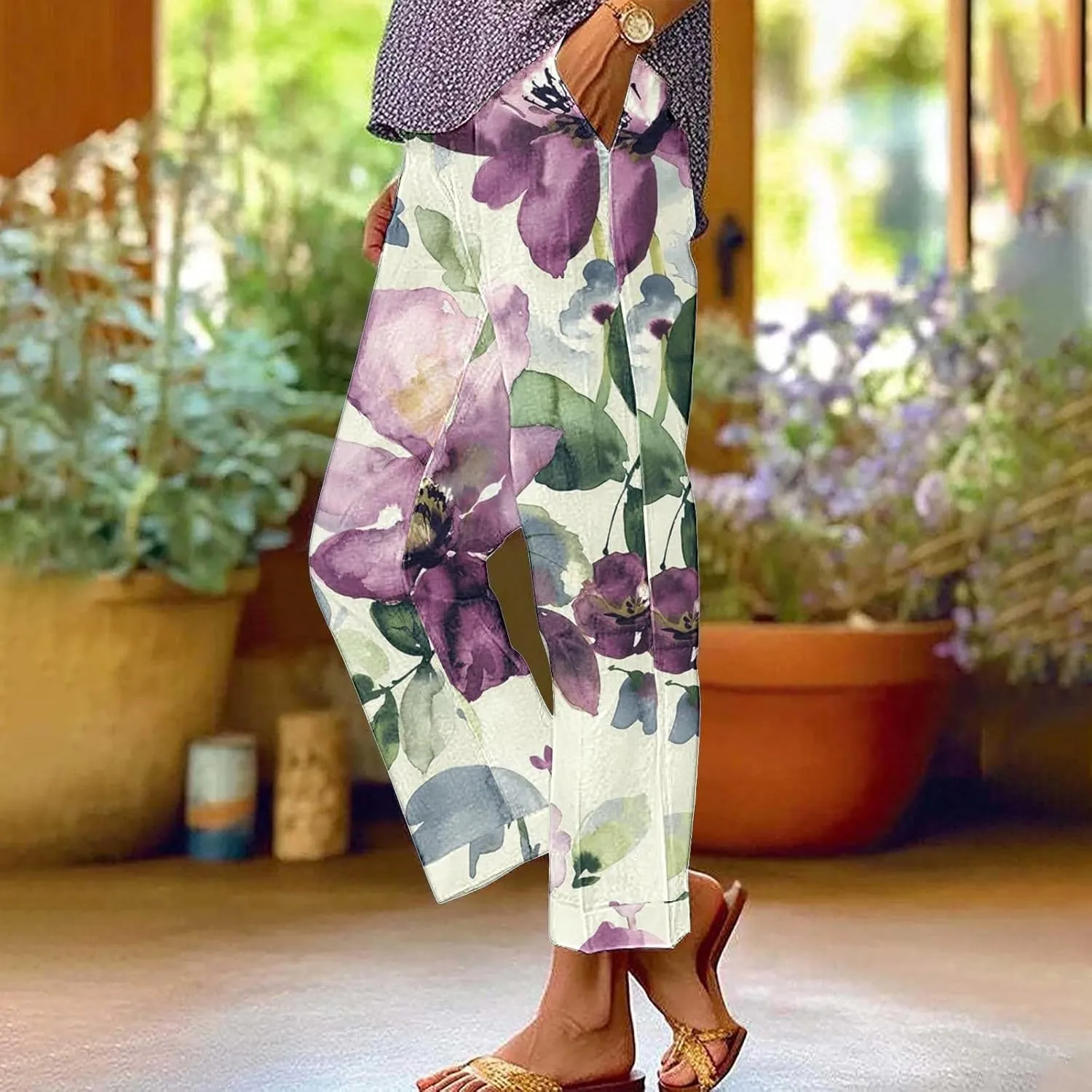 Womens Linen Pants with Pockets Drawstring Pants Drawstring Loose Fit Summer Linen Dress Women