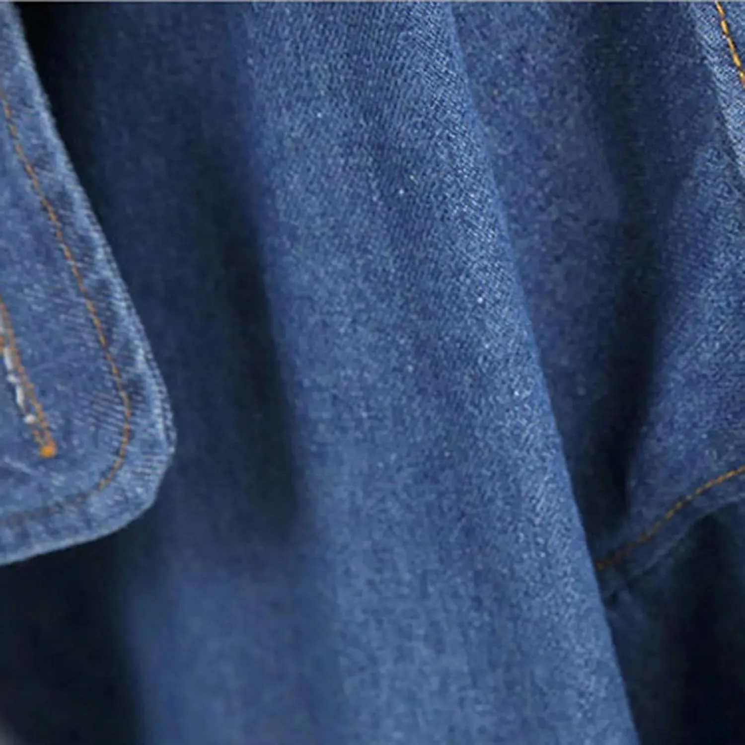 Women's Long Denim Trench Coat Belt Slim Fit Denim Blue Jacket