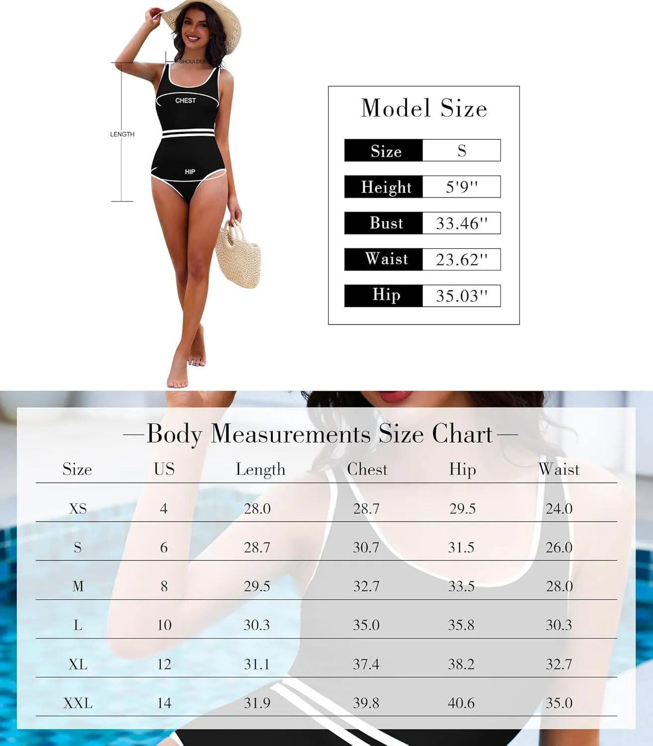 Womens One Piece Swimsuits Tummy Control Slimming Bathing Suit Summer Sport Color Block High Waisted Swimwear XS-XXL