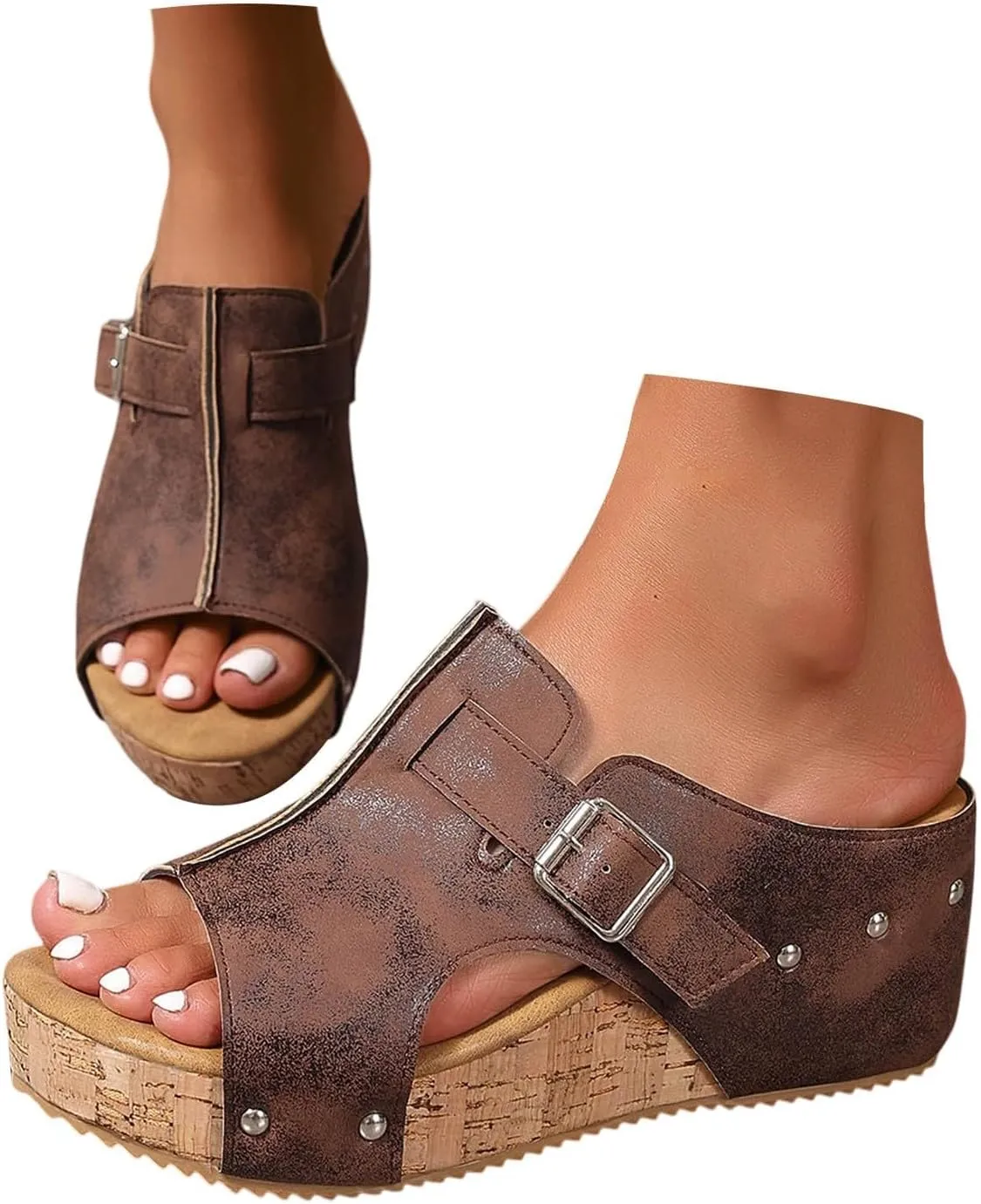 Womens Orthopedic Arch Support Platform Wedge Sandals Open Toe Slip on Elegant Strap Bohemian Shoes Summer Comfortable Walking Casual Beach Dress High Heels Slippers