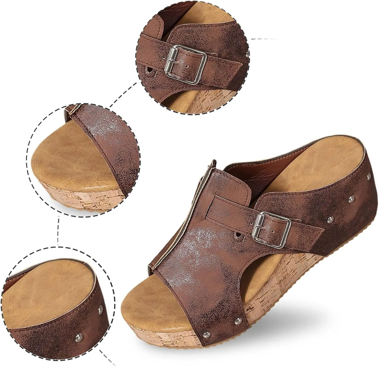 Womens Orthopedic Arch Support Platform Wedge Sandals Open Toe Slip on Elegant Strap Bohemian Shoes Summer Comfortable Walking Casual Beach Dress High Heels Slippers