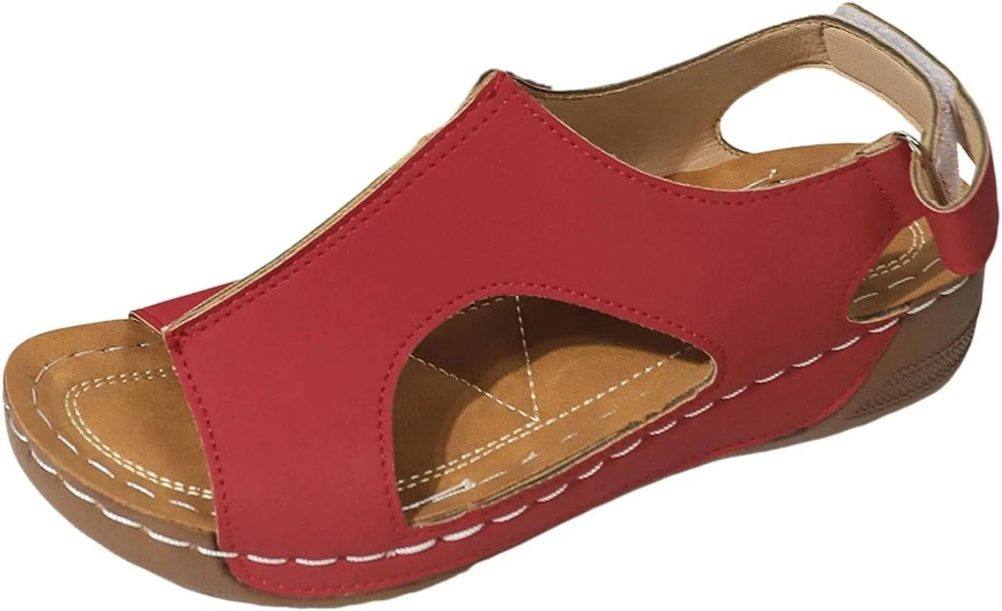 Womens Orthopedic Sandals Anti-Slip Ankle Strap Beach Sandal Hollow Out Comfortable Dressy Sandals Soft Soles Open Toe Wide Width Summer Shoes Lightweight Walking Sandal 2025 Trendy