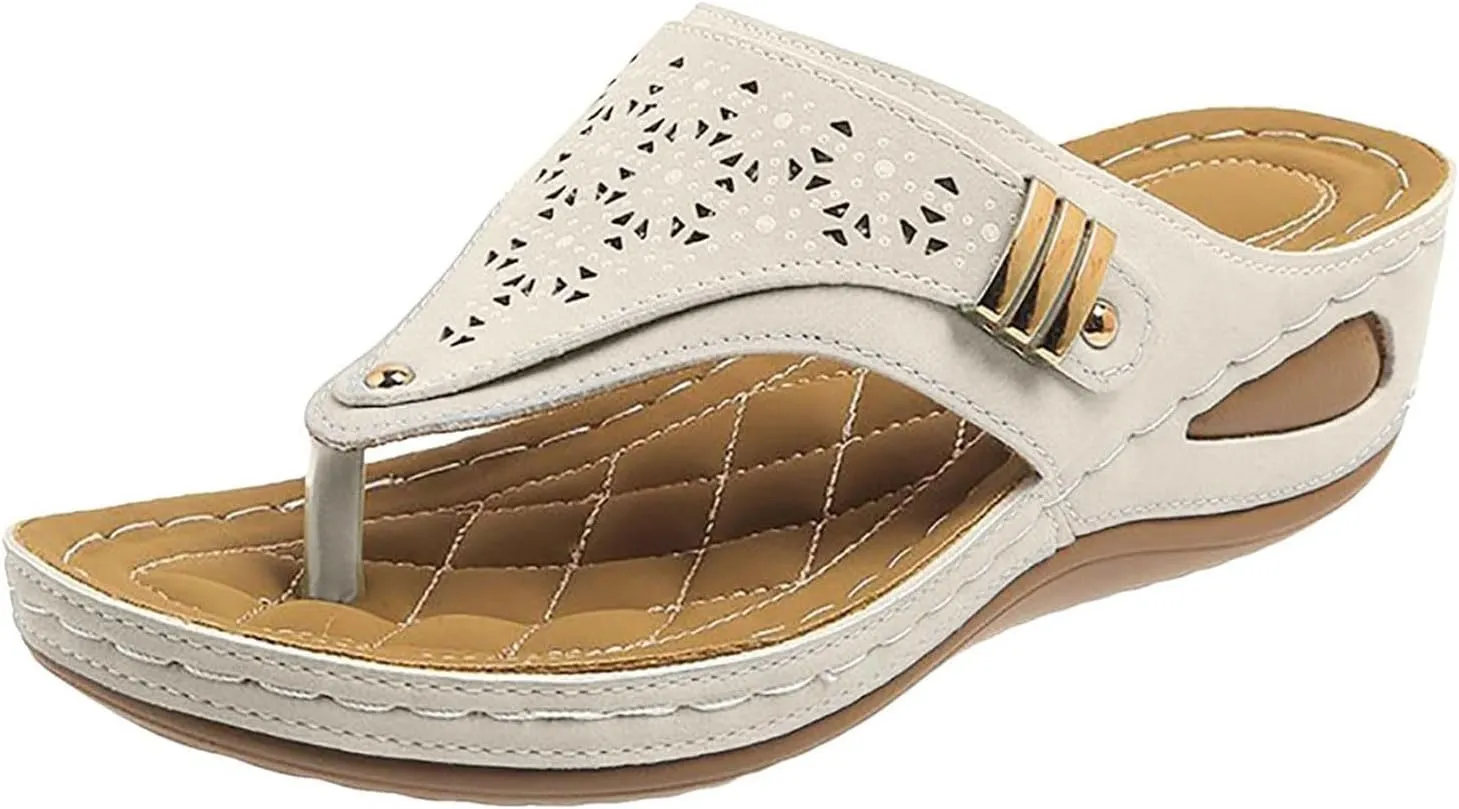 Womens Orthopedic Sandals, Arch Support Platform Wedge Sandals, Summer Casual Slip On Open Toe Flip Flops Comfortable Beach Slippers Unisex
