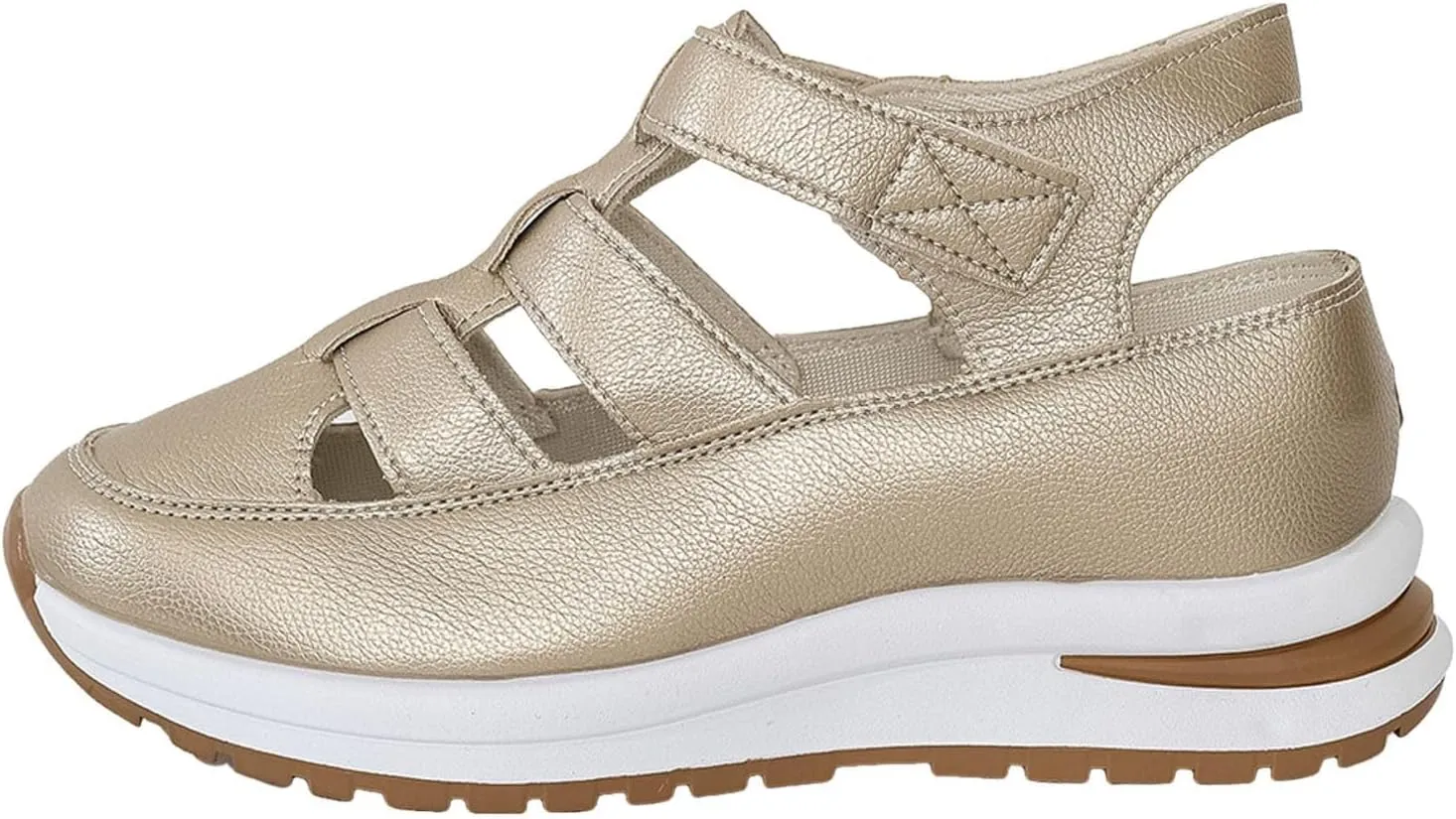 Women's Platform Sandals Hollow-Out Closed Toe Ankle Strap Wedge Sandal Height-Boosting Thick Sole Summer Casual Comfortable Walking Shoes