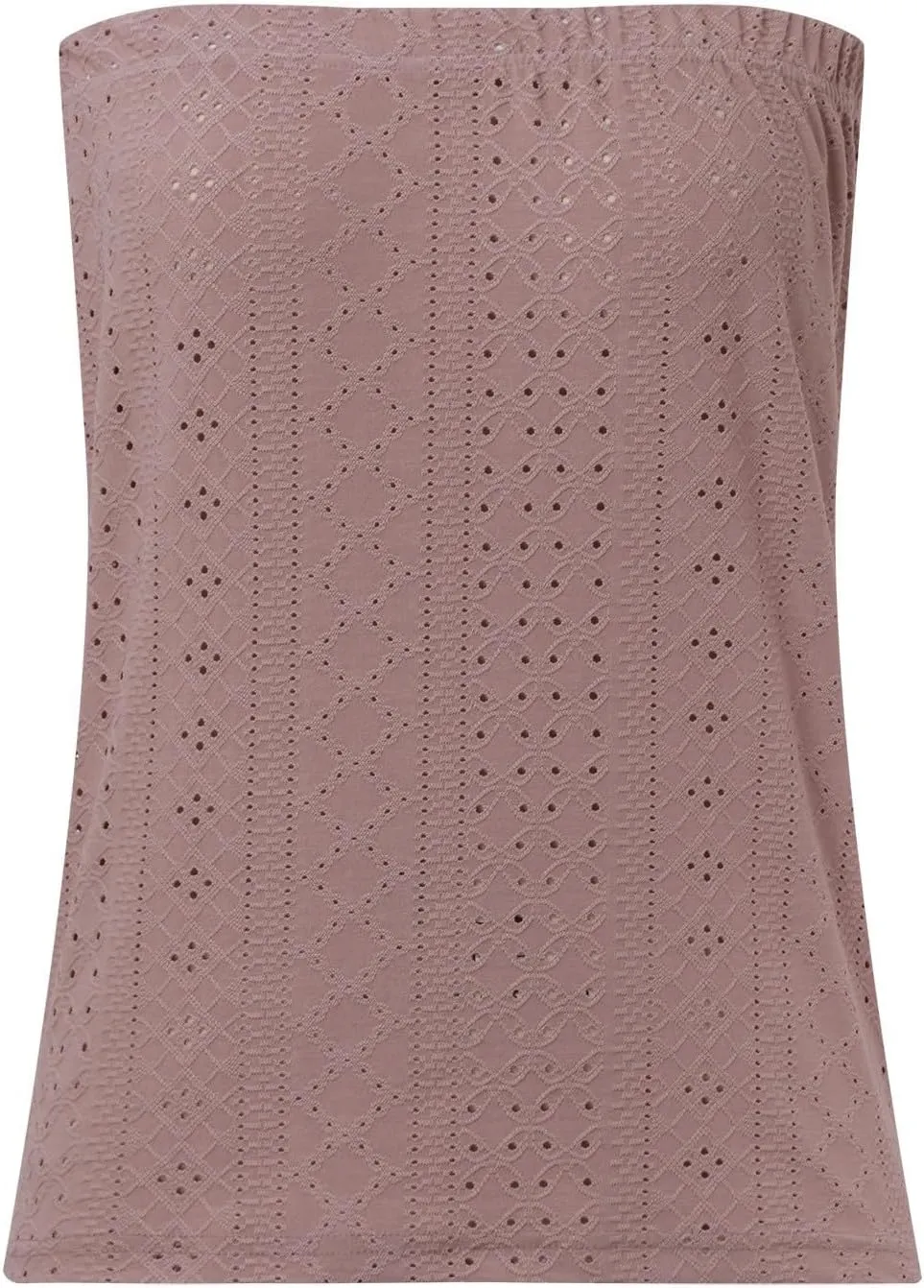 Womens Summer Tube Tops Casual Strapless Eyelet Bandeau Tanks Cute Off Shoulder Tunic Shirts Flowy Vacation Blouses