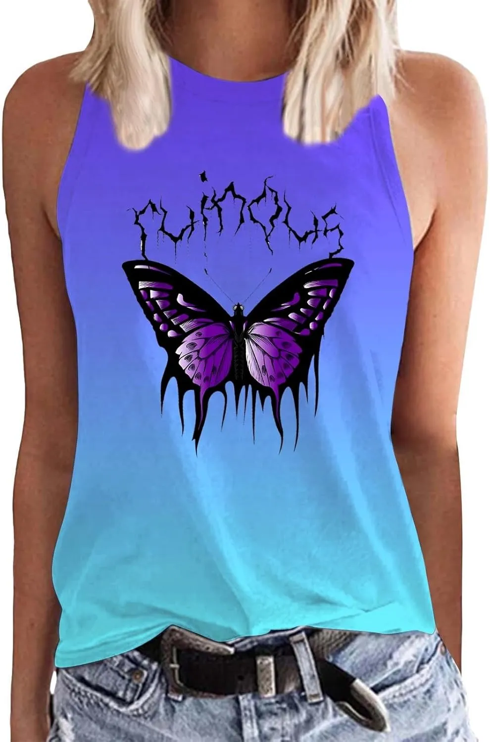 Womens Tank Tops Funny Horse Graphic Tees Summer Casual Loose Fit Crew Neck Sleeveless Shirt