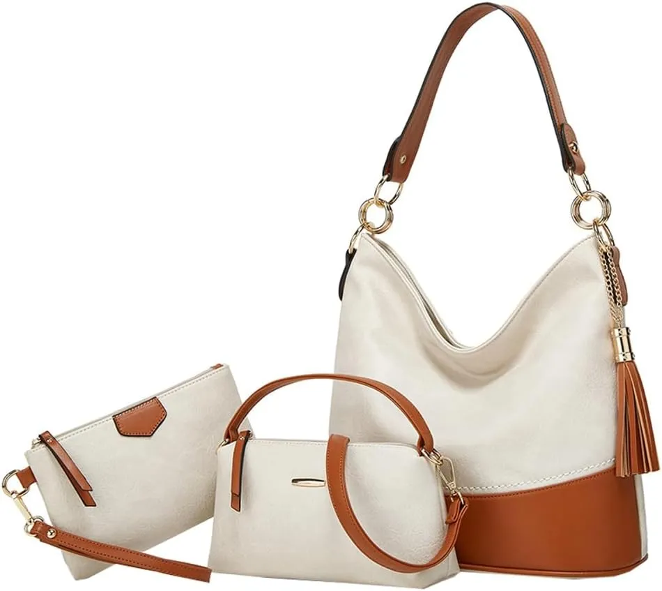Women's Tote Bags Vegan Leather 3pcs Top Handle Satchel Purse Oversized Shoulder Crossbody Handbags