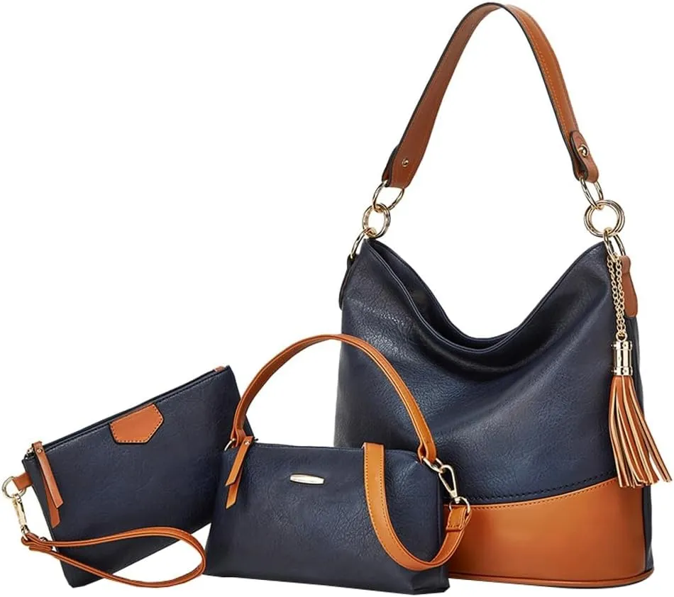 Women's Tote Bags Vegan Leather 3pcs Top Handle Satchel Purse Oversized Shoulder Crossbody Handbags