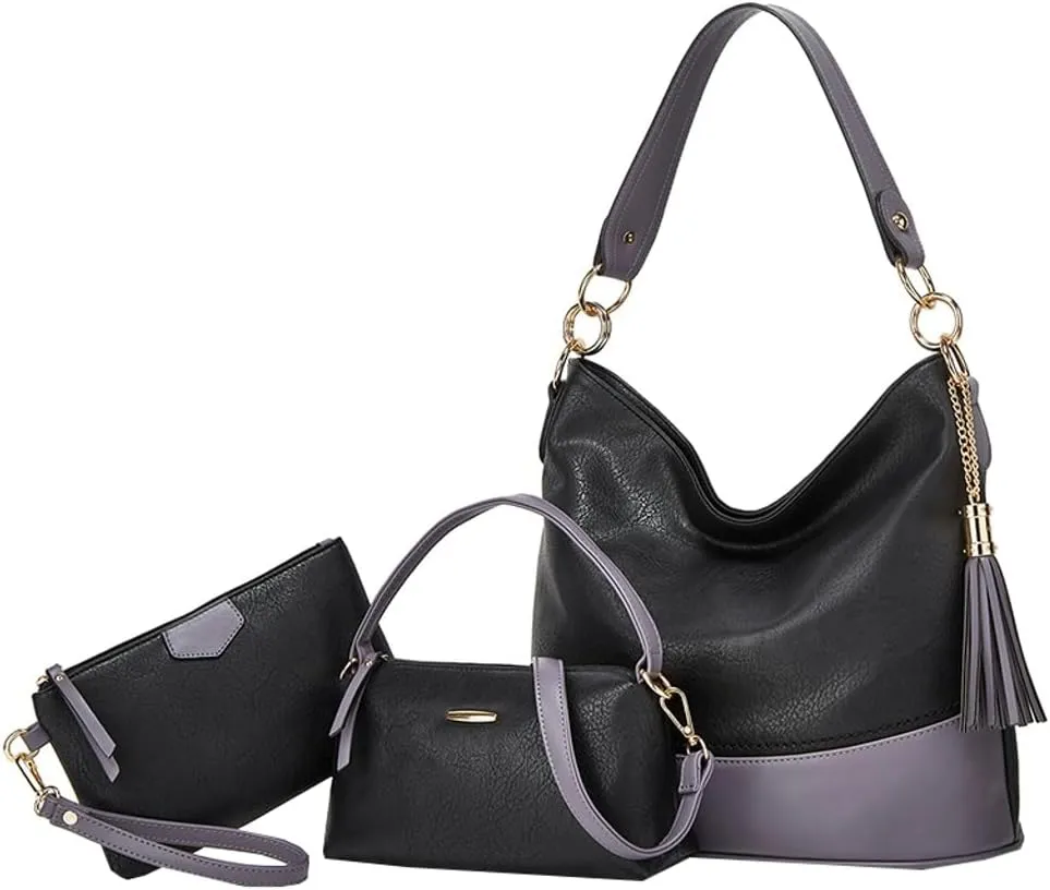 Women's Tote Bags Vegan Leather 3pcs Top Handle Satchel Purse Oversized Shoulder Crossbody Handbags