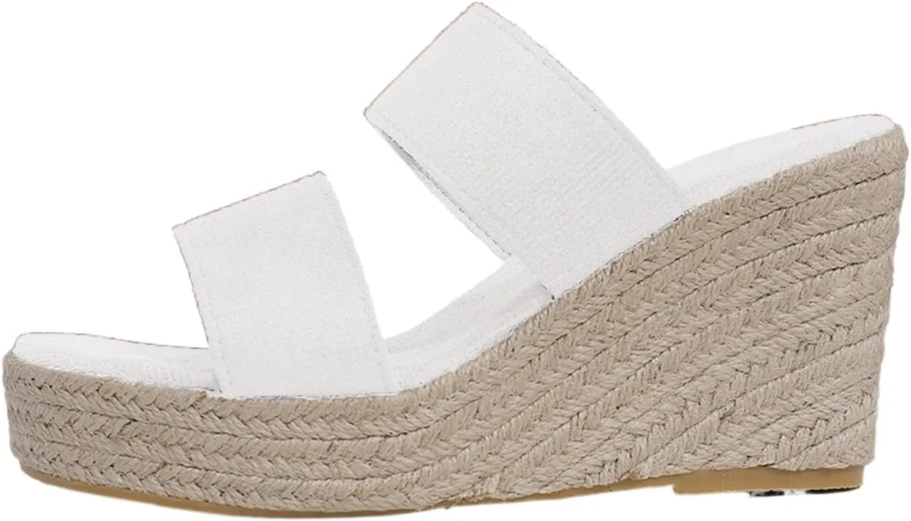 Women's Wedge Sandals Cross Strap Espadrille Platform Ankle Buckle Summer Casual Wedges Sandal High Heel Open Toe Non Slip Soles Concise Fashion Beach Slippers Fishmouth Shoes