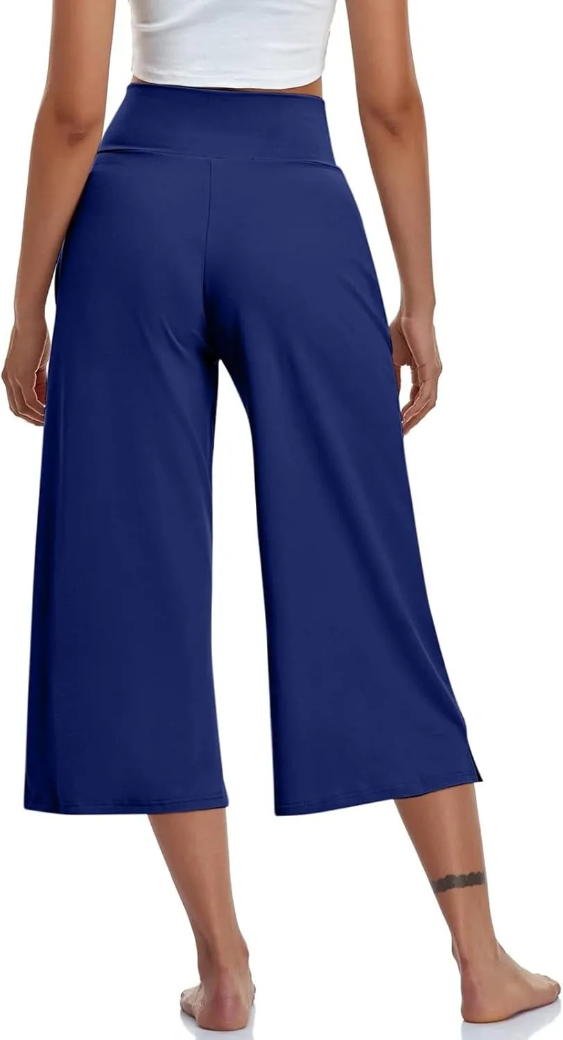 Women's Yoga Capris Pants High Waist Leggings Athletic Exercise Workout Crop Capris Quick Dry Yoga Leggings