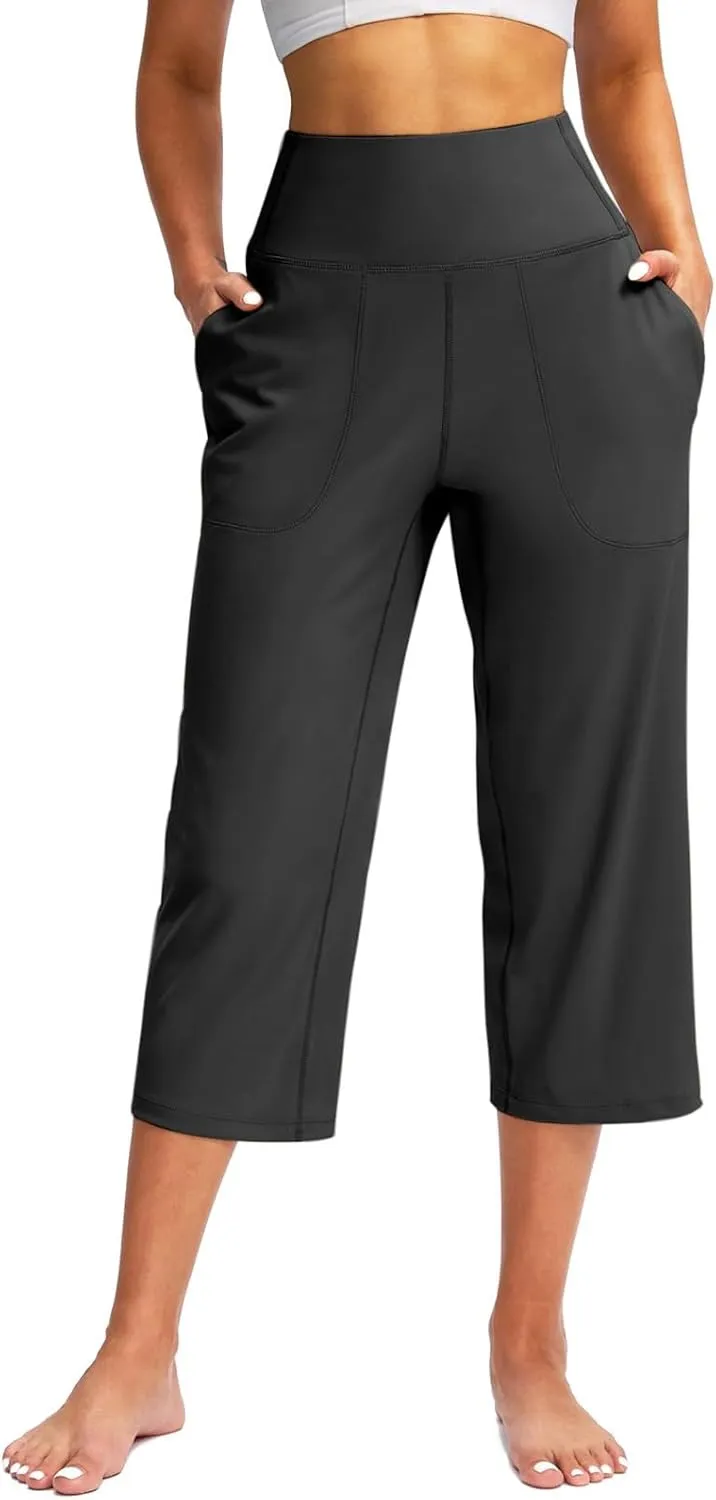 Women's Yoga Capris Pants High Waist Leggings Athletic Exercise Workout Crop Capris Quick Dry Yoga Leggings