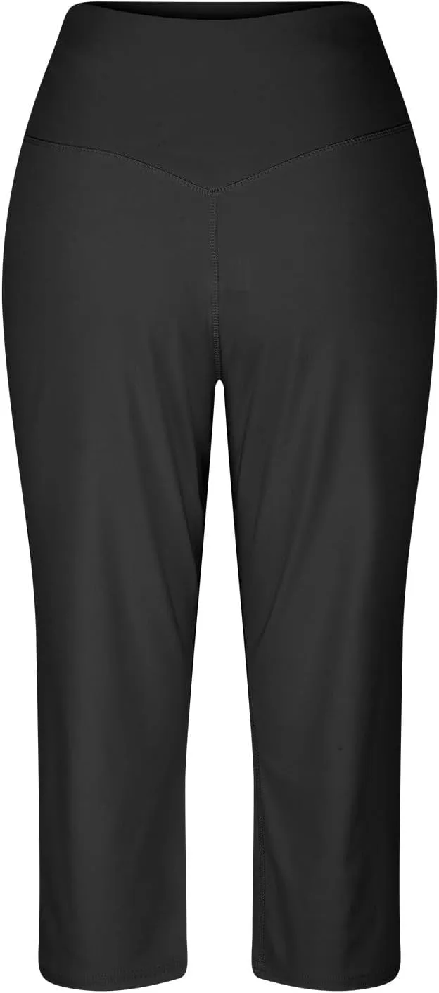 Women's Yoga Capris Pants High Waist Leggings Athletic Exercise Workout Crop Capris Quick Dry Yoga Leggings