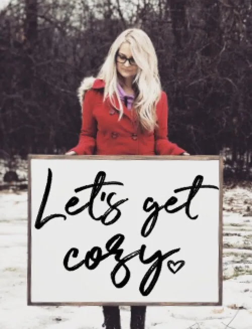 Wood Sign | Farmstyle Wood Sign | Let's get cozy sign | Let's Get Cozy | Living room wall decor | Wood framed sign | Winter Wall Decor