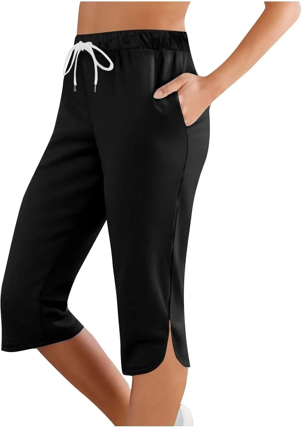 ZYXTIM Yoga Capris with Pockets for Women Buttery Soft Stretch Athletic Shorts Elastic High Waist Knee Length Summer Trousers